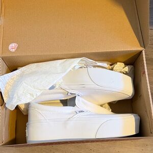 Vans Classic White Platform Slip-Ons NEW A